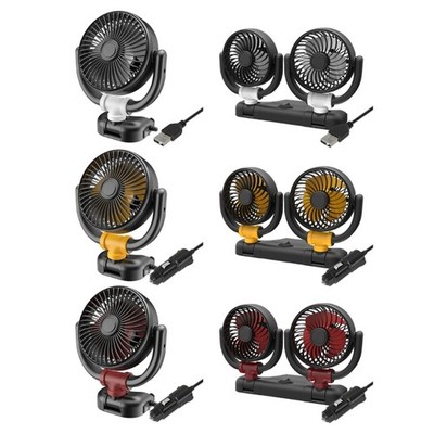 2-speed Car Cooling Fan 5V 12V 24V Double Head Fan 360 Degree Adjustable Air Fan