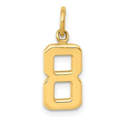 14k Yellow Gold Small Polished Number # 8 Charm Pendant 0.79 Inch