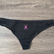 Pink By Victoria  s Secret, Medium Black Slits Halloween Seamless Thong Panties