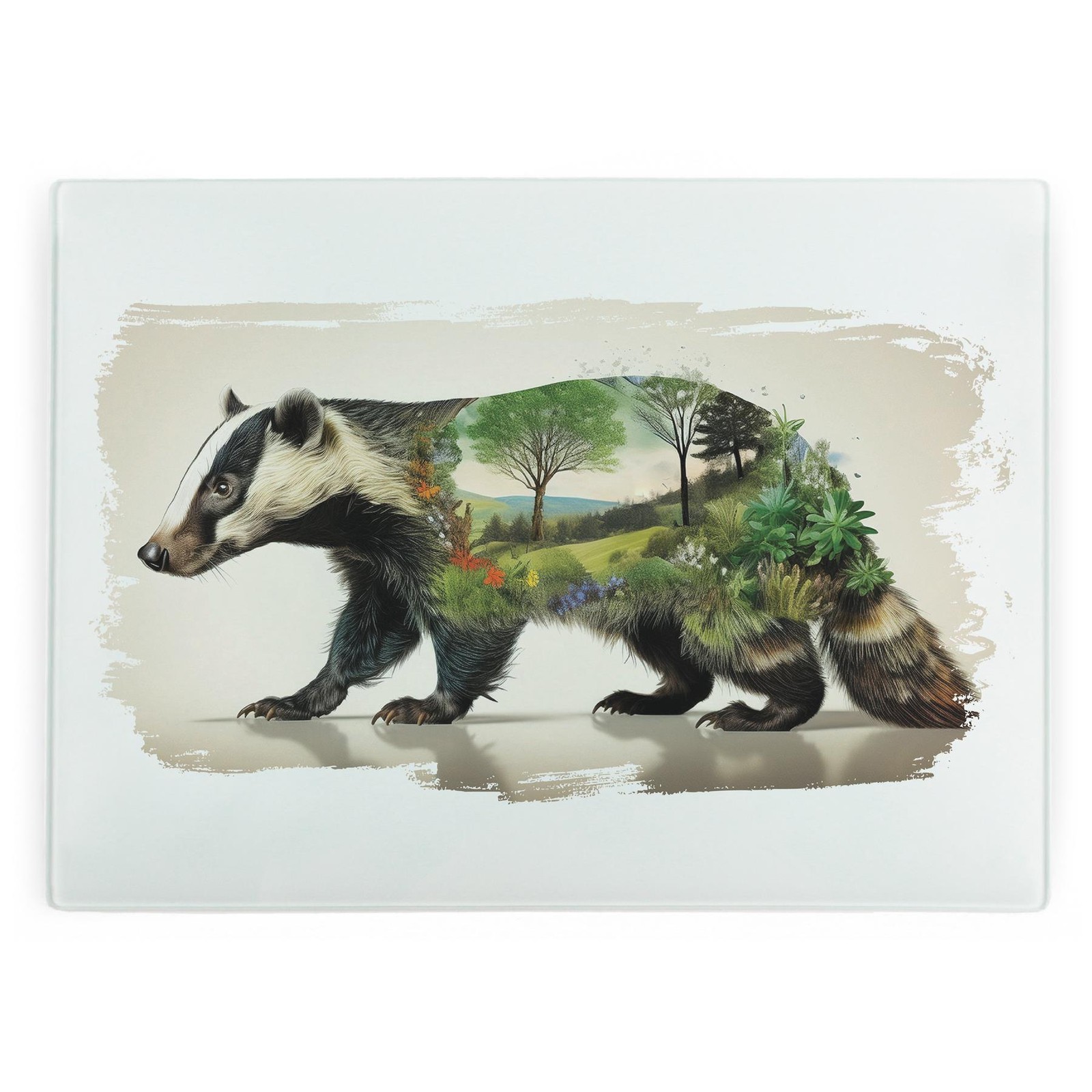 Countryside Animals Kitchen Gifts - Badger Smooth Large Glass Worktop Protector