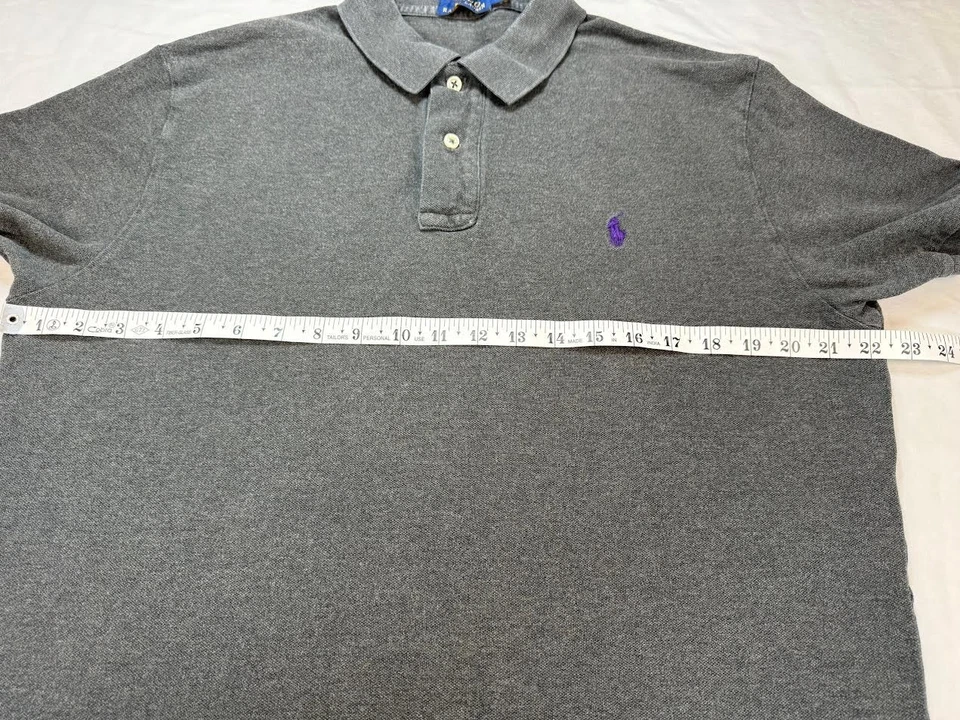 Рубашка поло Polo Ralph Lauren серая хлопковая пике мужская размер Large Pony опрятная - Изображение 3 из 4