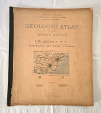 Antique 1909 USGS Geologic Folio #162 Philadelphia PA Original Atlas Maps