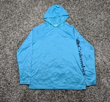 Columbia Hoodie Mens XL Teal PFG Shirt Long Sleeve Terminal Tackle Lightweight