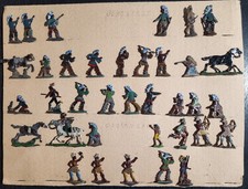 VINTAGE TIN FLAT ZINNFIGUREN COMANCHE  BLACKFEET NATIVE AMERICAN INDIANS SET 36