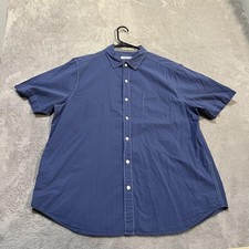 Tommy Bahama Seersucker Shirt Mens XL Blue Cotton Stretch Short Sleeve Button Up