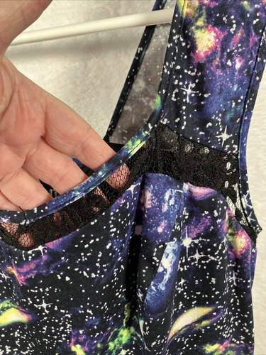 Hot Topic Galaxy Celestial Skater Dress XS Planet Cosmic Goth Pockets Lace-Up - Picture 5 of 14