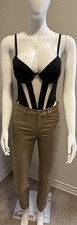 Women  s Black Underwired Shapewear Bodysuit Adjustable Straps Opaque One Size