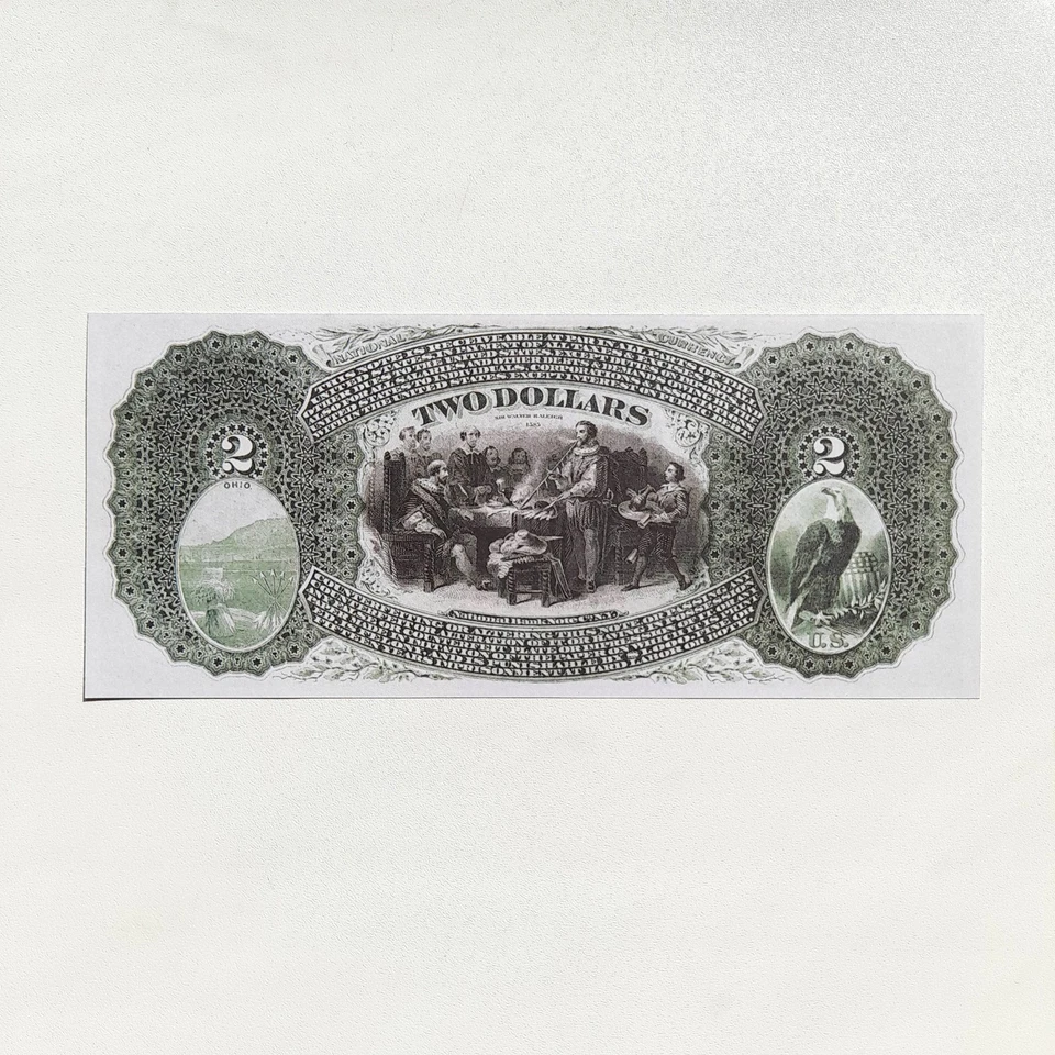2 Dollars 1865 US Marietta National Currency Reproduction Banknote Fr US# 387 - Image 2 of 4