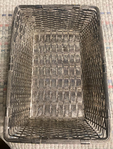 Antique/Vtg French Bakery Tight Woven Silverplate Wire Basket Tray 11 X 7.5