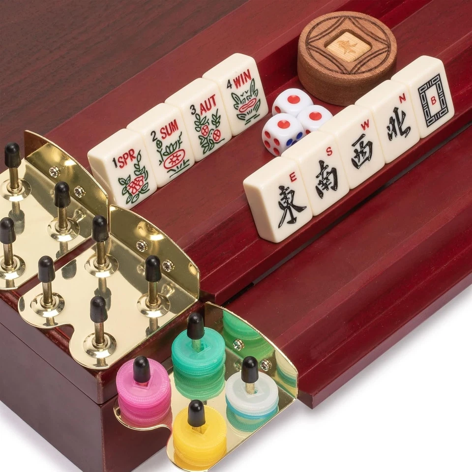 American Mahjong Set - Classic Edition with 166 Tiles & Vintage Rosewood Case - Image 4 of 4