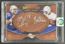 PEYTON MANNING JOSEPH ADDAI 2006 UPPER DECK SWEET SPOT LEATHER DUAL AUTO 1/5