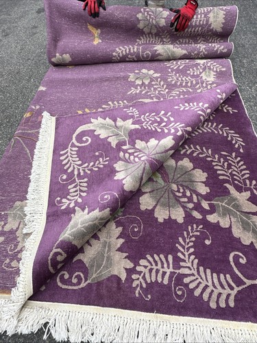 Auth: 1930's Antique Art Deco Rug Unique Floor ART Light Purple 9x12 Bo Res - Picture 13 of 14