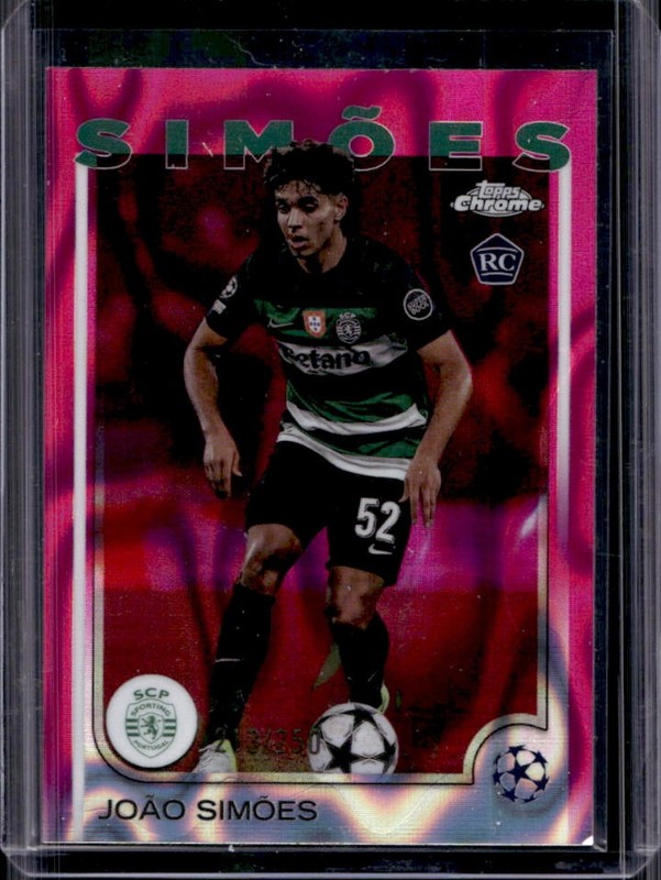 2024-25 Topps Chrome UEFA Joao Simoes RC Pink Lava Refractor Rookie #/250
