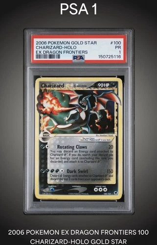 2006 POKEMON EX DRAGON FRONTIERS GOLD STAR #100 CHARIZARD-HOLO PSA 1