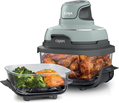 Ninja Crispi Glass Air Fryer, 4-in-1, Sage, FN101SG, 450F max, 4 Qt and 6 Cup