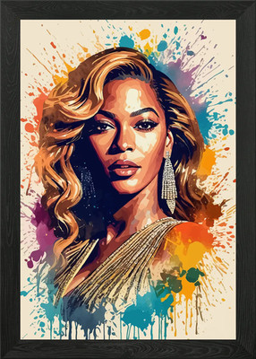Beyoncé Vintage Aquarell Portrait gerahmt Wandbild Poster Leinwanddruck Bild