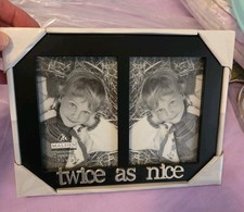Twins Frame Twin Babies Twice As Nice Twin Baby Gift Holds 2 3.5"x5" photos 