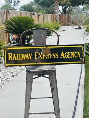 Railway Express Agency Porcelain Advertising Sign 36 Inches