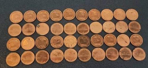 Lot of 40 Vintage Connecticut River Transit "Fare Donation" Tokens - product listing photo