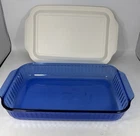 Pyrex 233-S Blue Baking Fluted 3qt 13" x 9" x 2" With White 233 PC  Lid