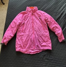 Lands' End Girls Insulated Pink Orange Zip Jacket Coat, Size 14-16, Pockets