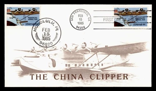 DR WHO 1985 FDC CHINA CLIPPER FLIGHT ANIV DUAL CANCEL M77623