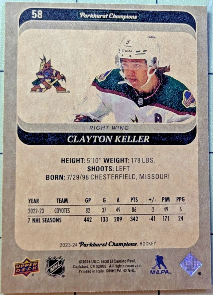 2023-24 Parkhurst Champions #58 Clayton Keller - Image 2 of 2