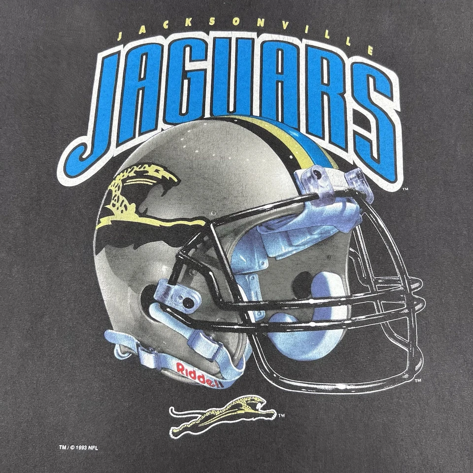 Vintage 1993 Salem Sportswear Jacksonville Jaguars Helmet Banned Logo Tee XL - Image 3 of 4