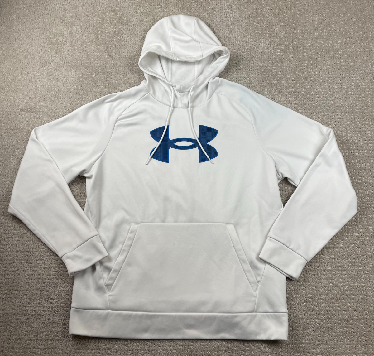 Under Armour Hoodie Mens Large Loose White Fleece Pullover Logo Active Outdoorss