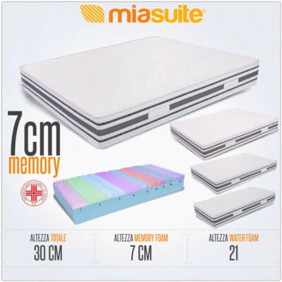 MIASUITE MATERASSO MEMORY SFODERABILE ALTO 30 CM MATERASSO CABRIO 7 CM MEMORY 21 CM WATER