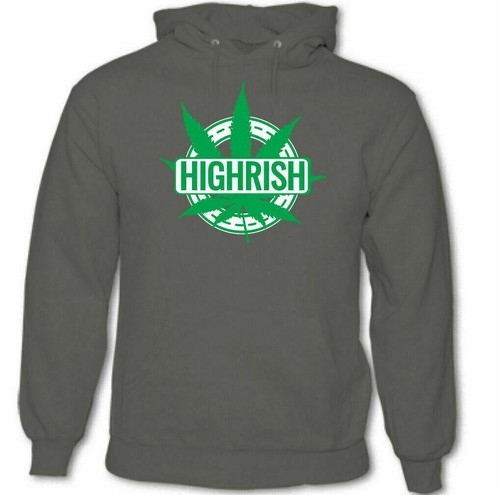 HIGHRISH Mens Funny St Patrick's Day Hoodie Irish Ire Ireland Weed Spliff Drugs - Picture 2 of 18