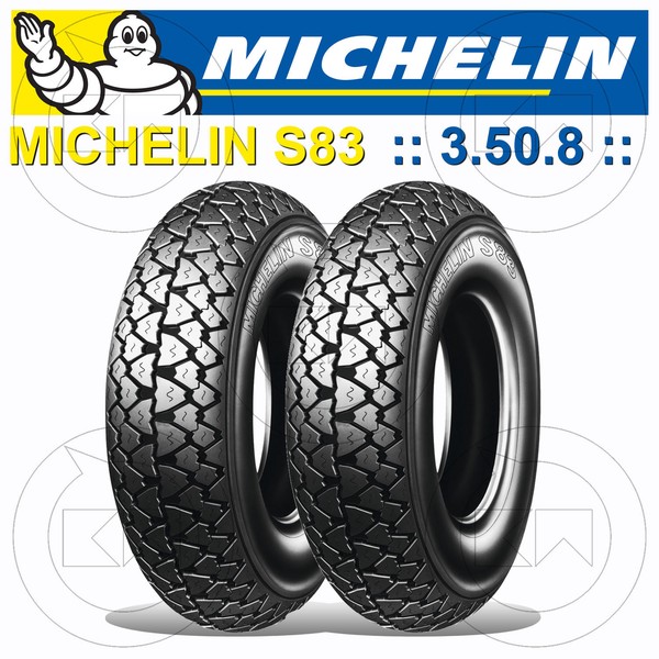 Kit 2 Reifen RäDer Michelin S83 3.50-8 Vespa 125 150 VBA1 VBA2 VN1 VN2 VM1 VM2-image