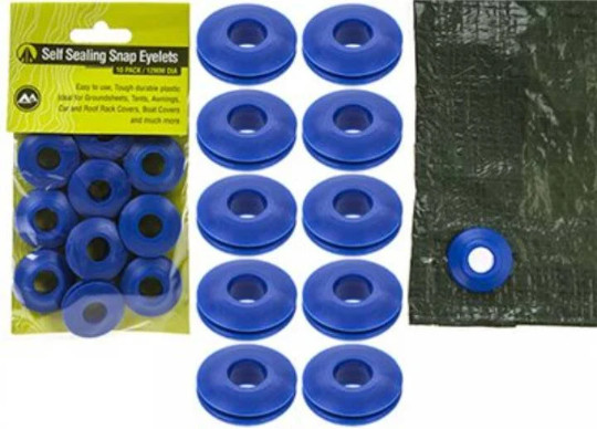 Snap Eyelets x 10 Self Sealing Tough Plastic 12mm Camping Sailing Tent Awning