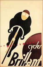 Cycles Brilliant 1925 Vintage Poster Print French Bicycle Advertising  Art Deco