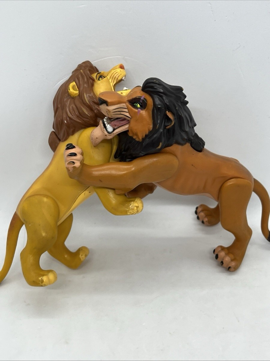 Disney Lion King SCAR, SIMBA X2, And Shenzi Fight Action