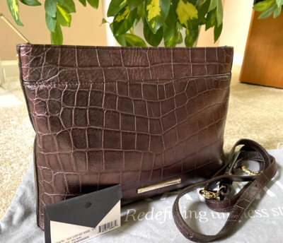 NWT BRAHMIN Petrol Versilia Crossbody Croc Embossed Leather