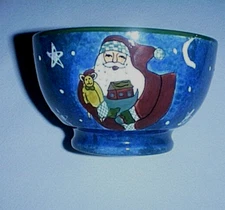 SUSAN WINGET 5" Round  Serving Candy or Dip Bowl with Santa Claus / St Nick NEW!
