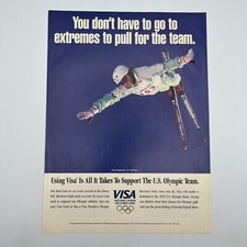 VISA 1992 Vintage Print Ad 8"x11" Kris Freddersen 1994 US Olympic Ski Team