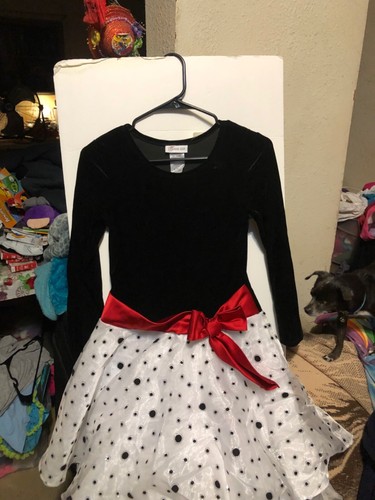 Girls Bonnie Jean Black White Long sleeve Dress 12 | eBay