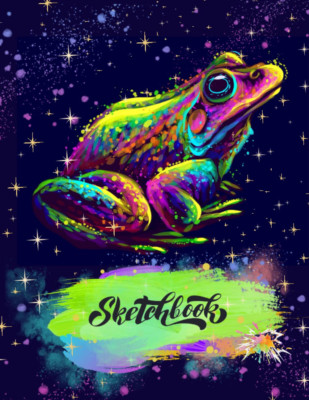 Abstract Art Sketchbook: Glowing, Radiant Mr. Neon Frog, Brilliant Colorful Lumi