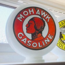 Mohawk Gasoline Aged, Mini Gas Pump Globe, Hand Blown Glass Globe