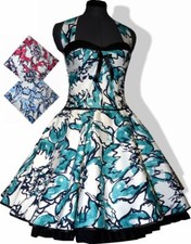 50er Jahre Petticoat Kleid weiss schwarz grün rot Streifen Rockabilly Vintage 