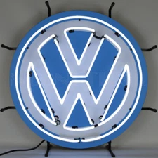 VW ROUND Neon Sign with backing VOLKSWAGEN licensed hand blown glass 2024 Bug