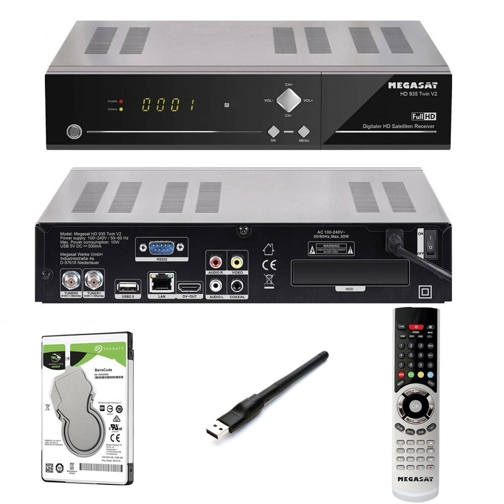 Twin Sat Receiver Mit Aufnahmefunktion Und Festplatte Megasat HD 935 Twin V2 HDTV Sat Receiver USB PVR ready + 2 TB