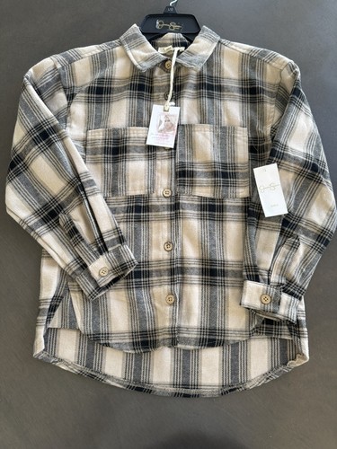 Girl's 2pc set Plaid Long Sleeve Button-Down Flannel Top & pants Jessica Simpson - Picture 4 of 10