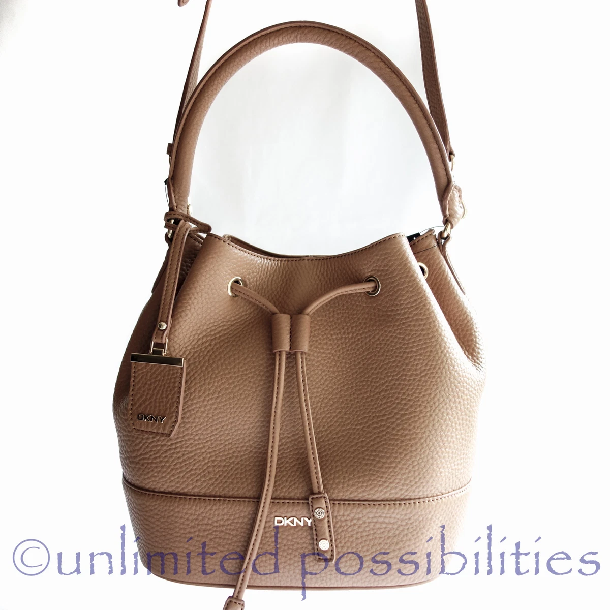 Tumbled leather bucket sale bag