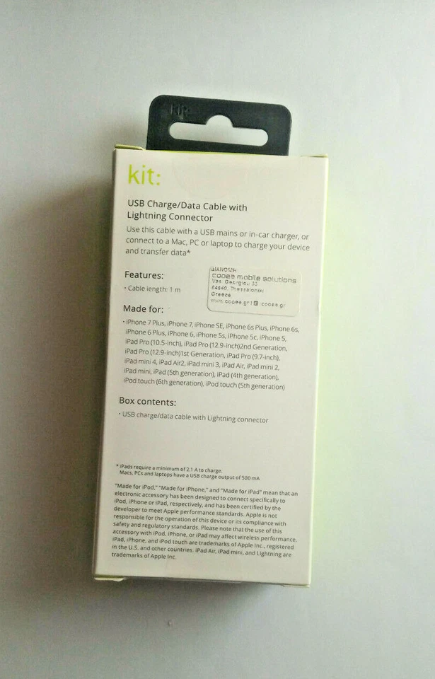 KIT MFI APPLE APPROVED Lightning Data And Charge Cable IPHONE IPAD IPOD-BLACK - Image 2 of 2