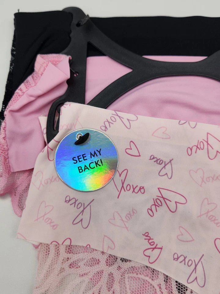 XOXO 3-Pack женщин M L назад кружева нахальный трусики черный розовый сердце логотип печати - Изображение 4 из 4