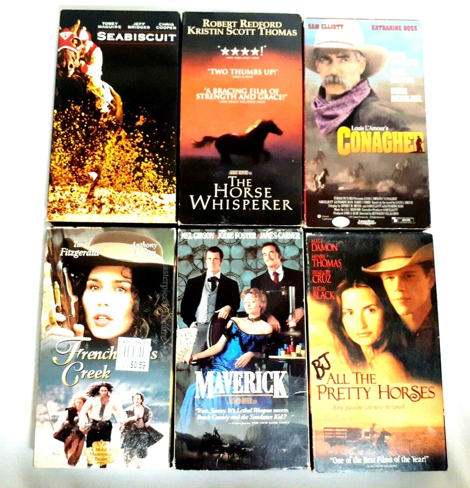 LOT OF 6 VHS WESTERN & HORSE MOVIES ☆ THE HORSE WHISPERER, MAVERICK, SEABISCUIT - Imagem 2 de 3