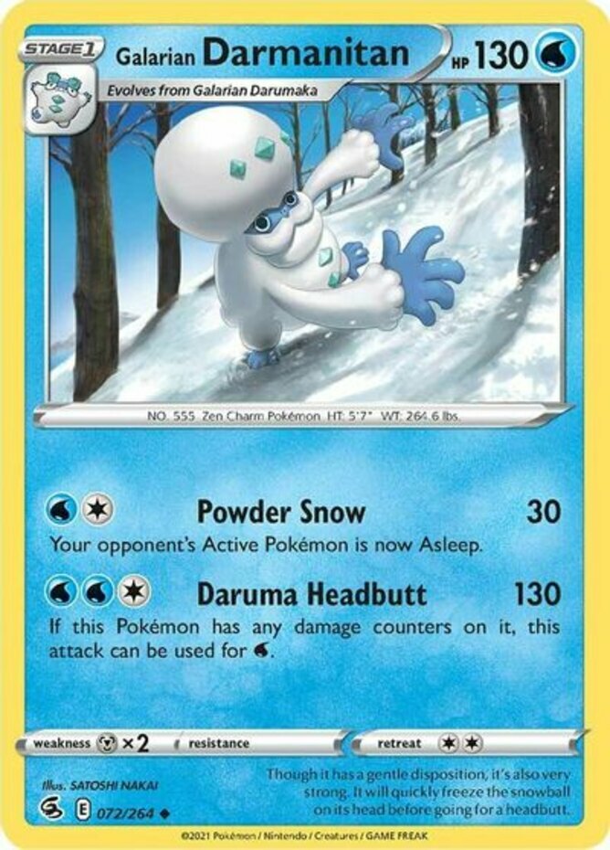 x4 Galarian Darmanitan - 072/264 - Uncommon Pokemon SS08 Fusion Strike M/NM